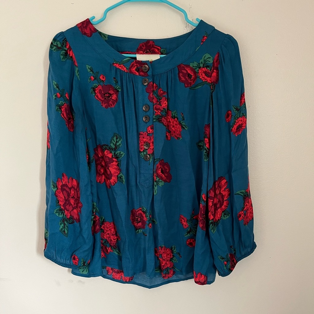 Anthropologie Maeve Floral Shirt Size Small